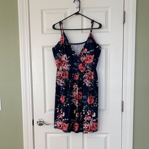 Floral Navy Dress with Pink Accents - NEVER WORN
